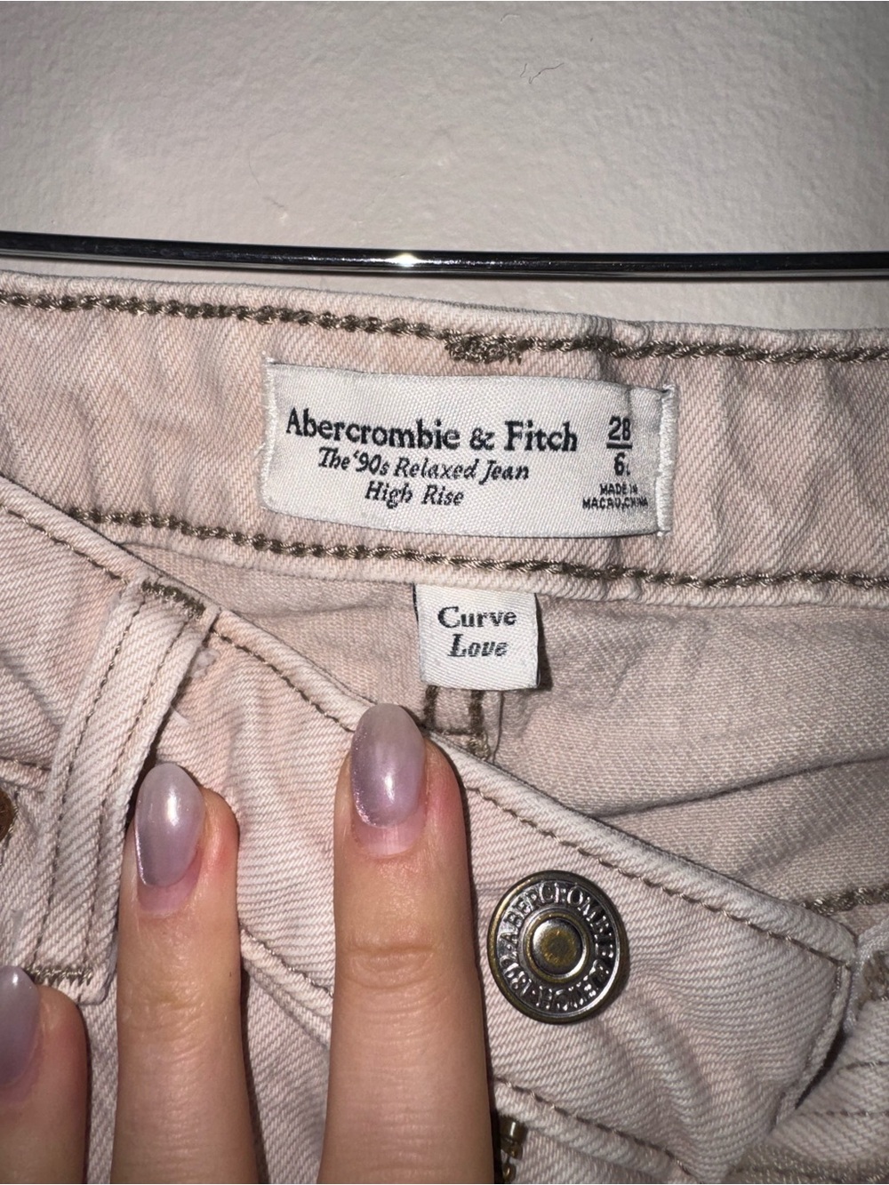 Abercrombie & Fitch Curve Love High-Rise Jeans 28L — Light khaki